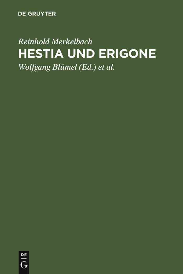 Hestia und Erigone By Kramer, Johannes 9783598774386 (Hardback)