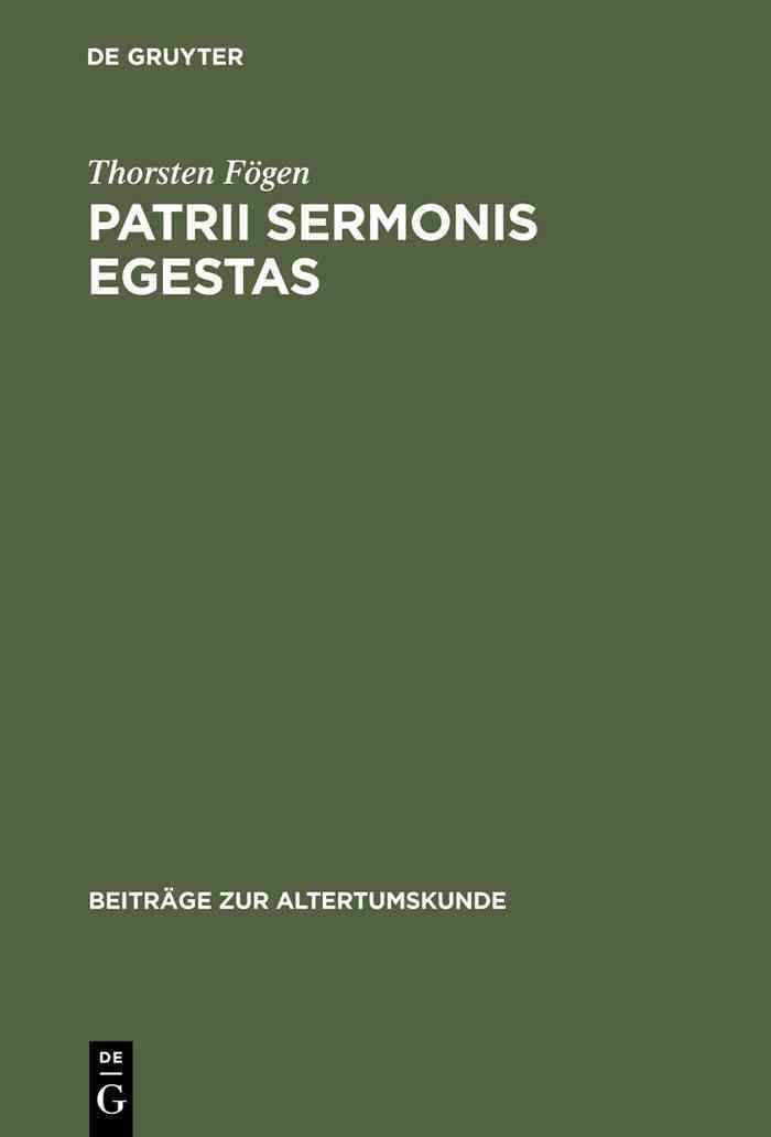 Patrii sermonis egestas By Fögen, Thorsten 9783598776991 (Hardback)