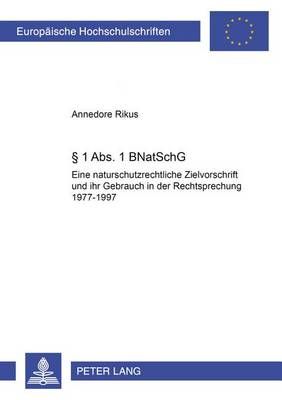 § 1 Abs. 1 BNatSchG By Annedore Rikus 9783631360286 (Paperback)