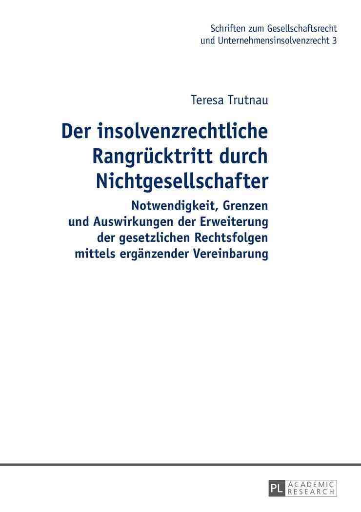 Der insolvenzrechtliche Rangruecktritt durch Nichtgesellschafter