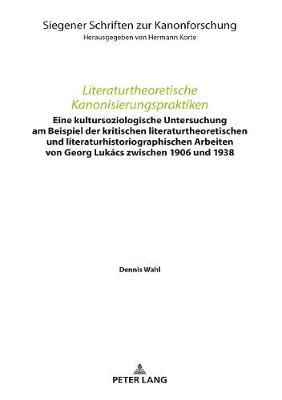 Literaturtheoretische Kanonisierungspraktiken By Korte 9783631803615