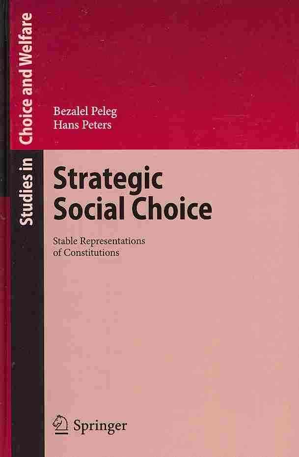 Strategic Social Choice By Bezalel Peleg, Hans Peters 9783642138744