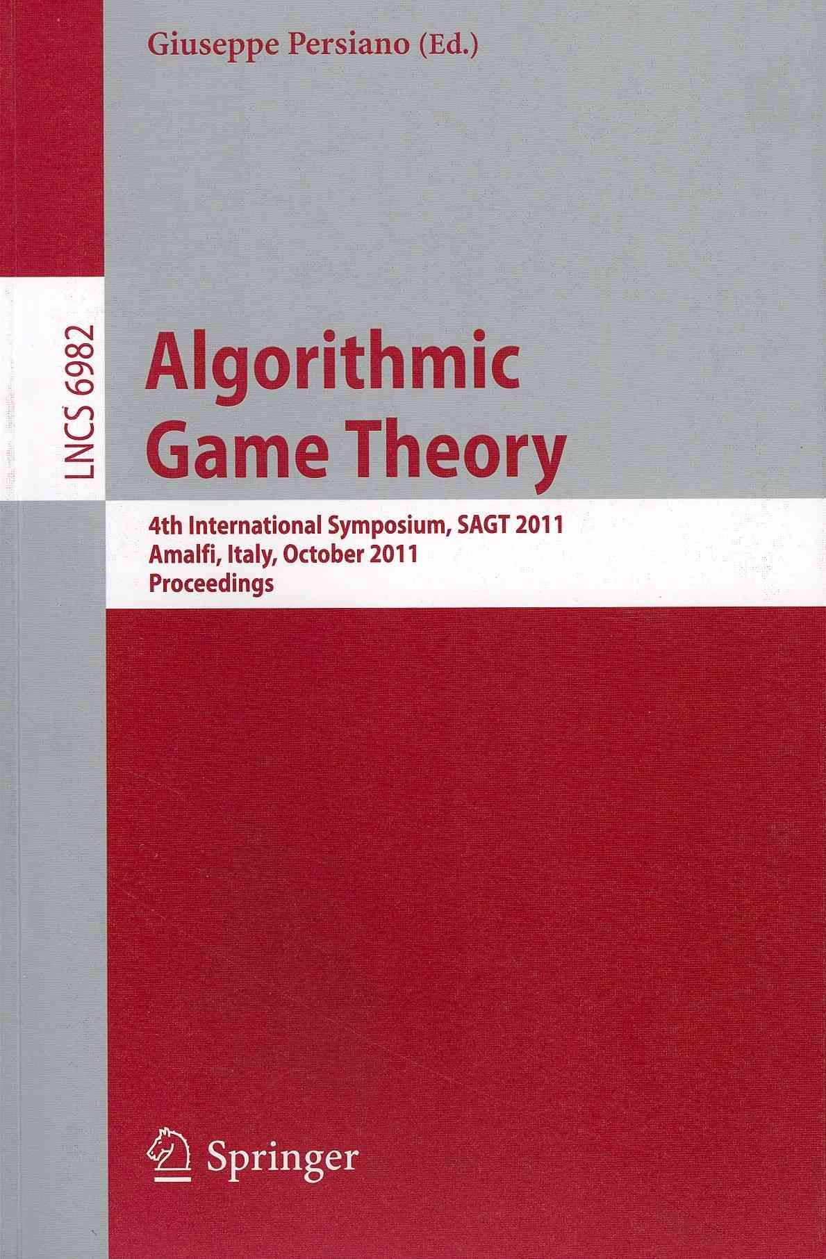 Algorithmic Game Theory By SAGT (Symposium), Giuseppe Persiano