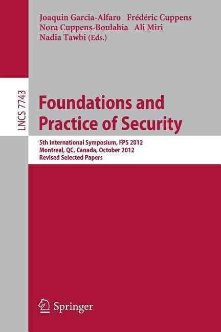 Foundations and Practice of Security 9783642371189 (Paperback)