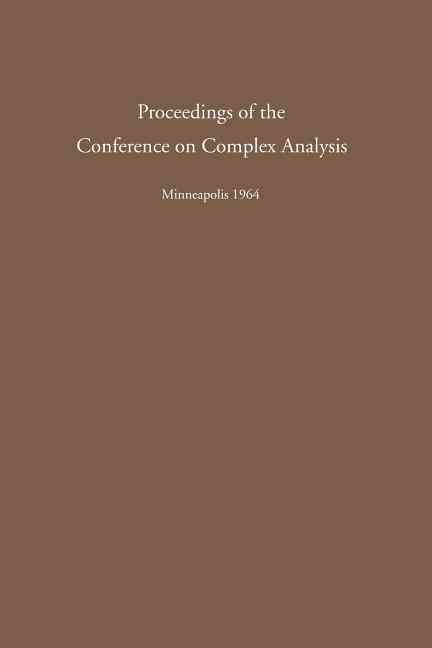 Proceedings of the Conference on Complex Analysis By Aeppli, A.