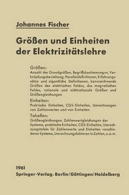 Gröen Und Einheiten Der Elektrizitätslehre By Johannes Fischer