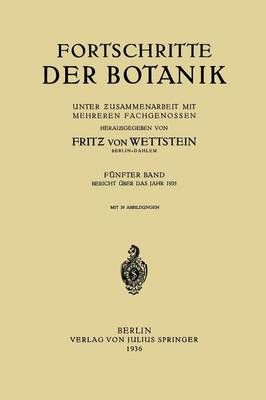 Fortschritte Der Botanik By Fritz von Wettstein 9783642905735