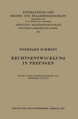 Rechtsentwicklung in Preussen. Abteilung Rechtswissenschaft