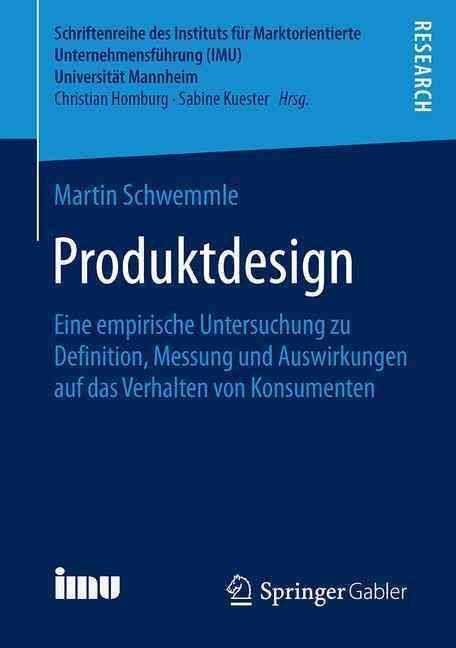 Produktdesign By Martin Schwemmle 9783658129590 (Paperback)