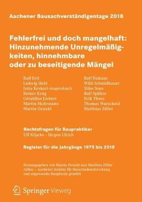 Aachener Bausachverständigentage 2018 9783658221560 (Paperback)