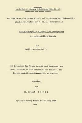Untersuchungen Zur Klinik Und Pathogenese Des Mikrobiellen Ekzems