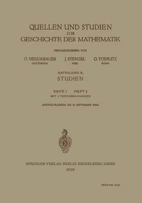 Quellen Und Studien Zur Geschichte Der Mathematik 9783662375228