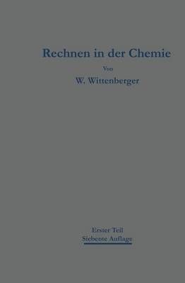 Rechnen in Der Chemie By Walter Wittenberger 9783662390948 (Paperback)