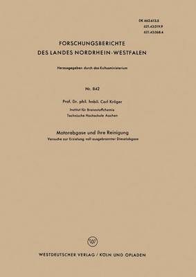 Motorabgase Und Ihre Reinigung By Carl Kröger 9783663037385