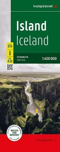 Iceland, road map 1:400,000, freytag & berndt, softcover 9783707922240