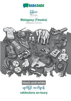 BABADADA black-and-white, Burmese (in burmese script) - Malagasy (Tesaka), visual dictionary (in burmese script) - rakibolana an-tsary