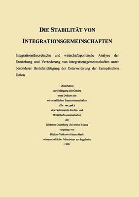 Die Stabilität Von Integrationsgemeinschaften 9783824404070