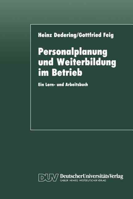 Personalplanung Und Weiterbildung Im Betrieb By Heinz Dedering