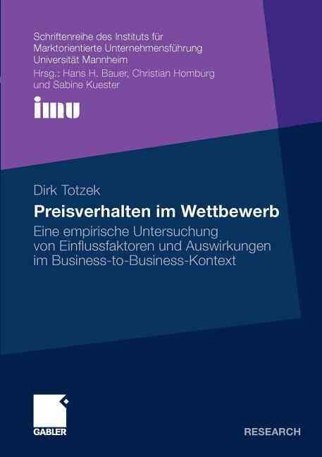 Preisverhalten Im Wettbewerb By Dirk Totzek 9783834929051 (Paperback)