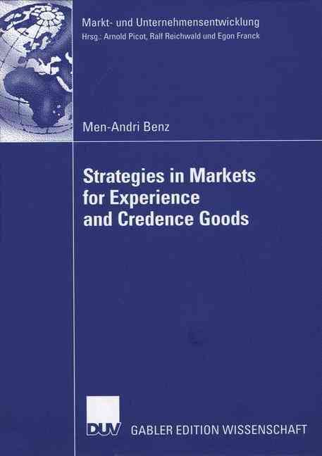 Strategies in Markets for Experience and Credence Goods 9783835007581