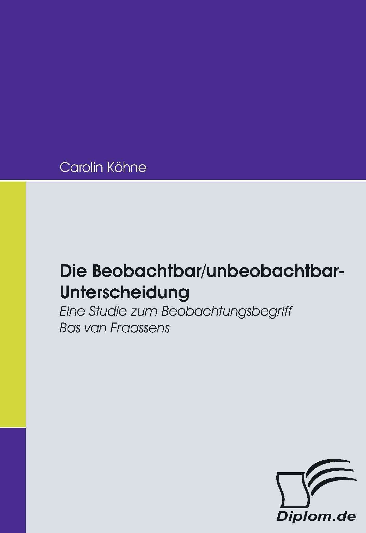 Die Beobachtbar/unbeobachtbar-Unterscheidung By Carolin Koehne