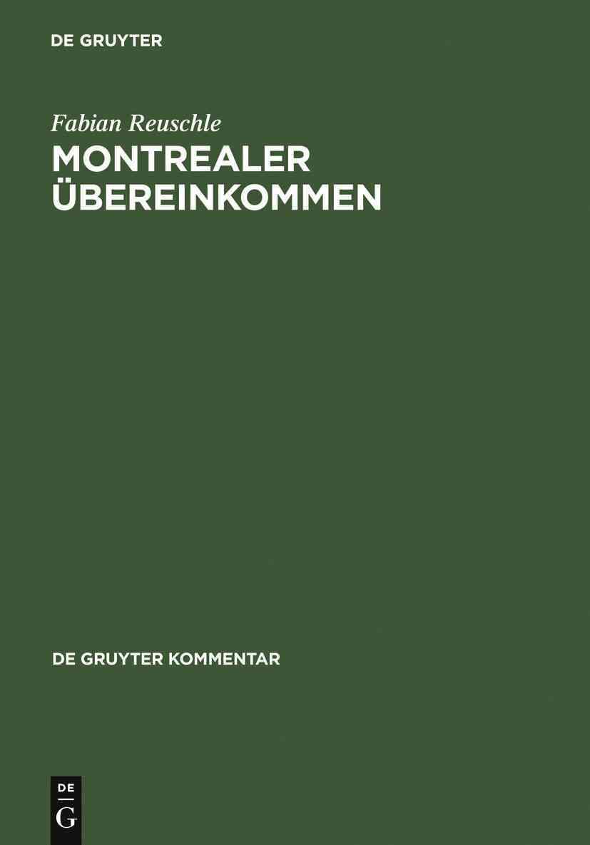 Montrealer Übereinkommen By Reuschle, Fabian 9783899491401 (Hardback)