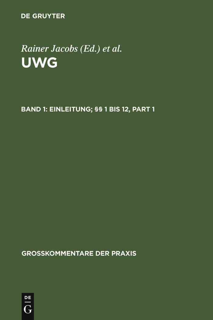 Einleitung; §§ 1 Bis 12 9783899493702 (Hardback)