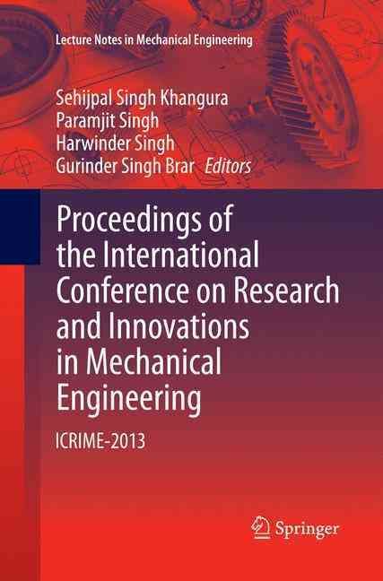 Proceedings of the International Conference on Research and Innovations in Mechanical Engineering
