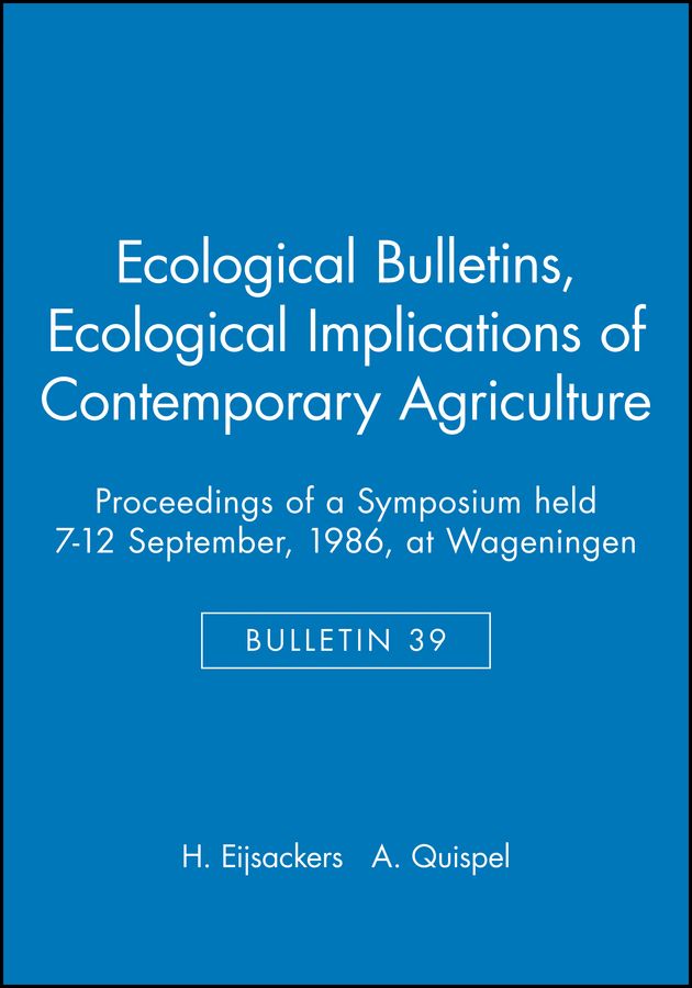Ecological Bulletins By H. Eijsackers 9788716102270 (Hardback)