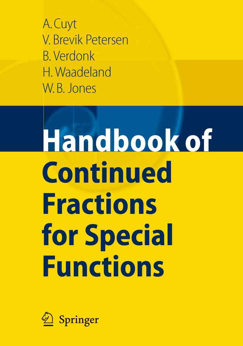 Handbook of Continued Fractions for Special Functions 9789048177752