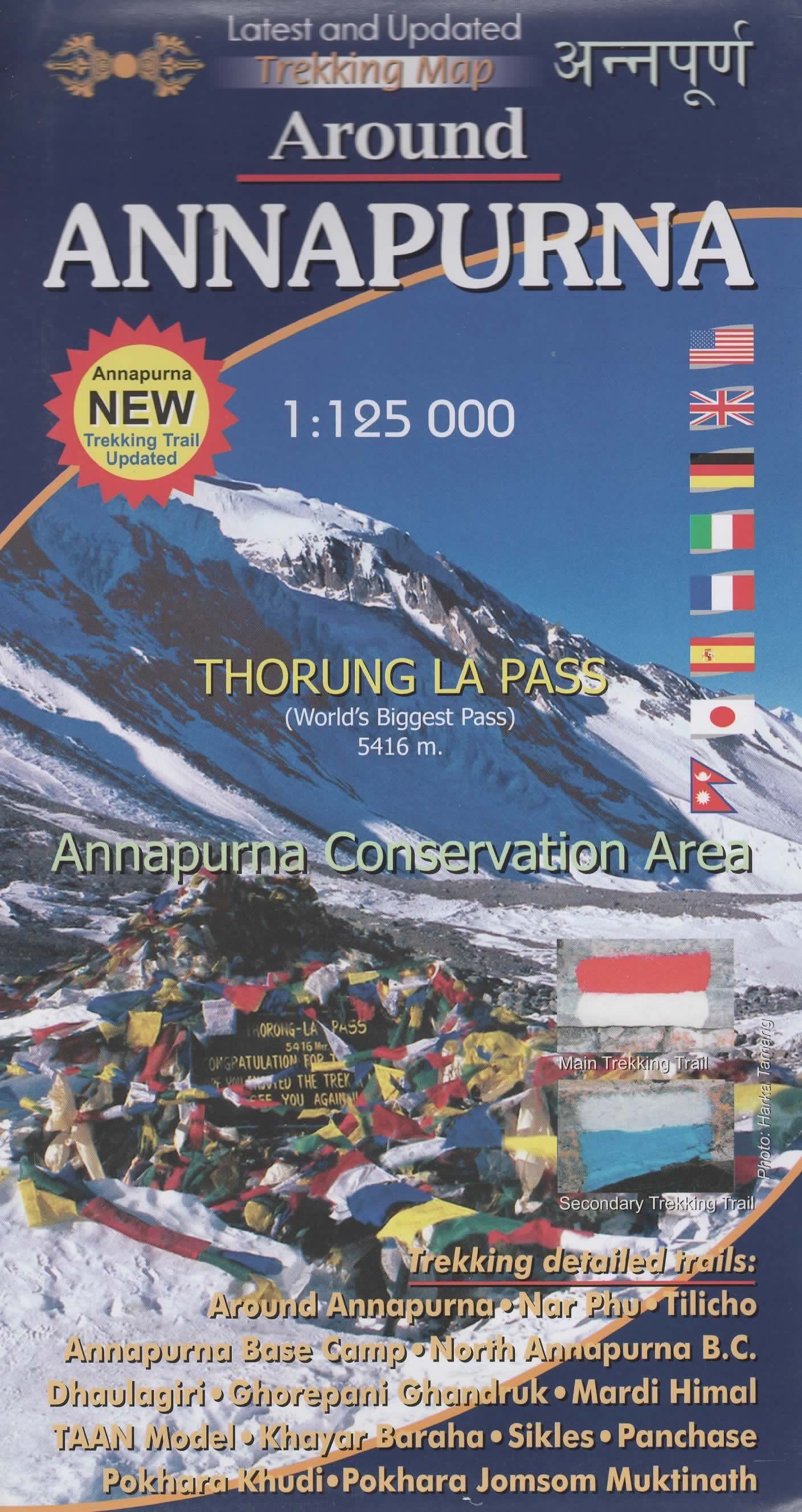 Around Annapurna 1:125000-Nepal map By Vajra Books 9789937806220