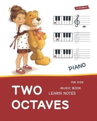 Two octaves. Piano. Learn notes. Music book for kids. By Steffens