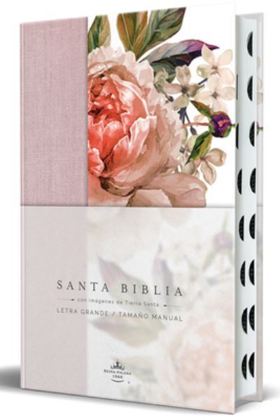 Biblia Reina Valera 1960 Letra Grande. Tapa Dura, Tela Rosada Con Flores, Tamaño Manual Con Índice / Spanish Bible RVR 1960, Large Print, ...